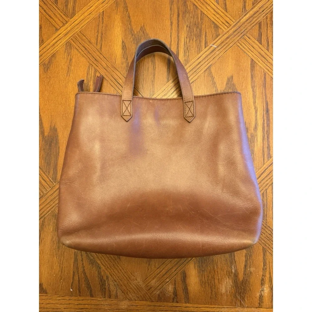 Madewell Leather Medium Size Tote Bag Brown Purse Handbag Basic No Big Strap